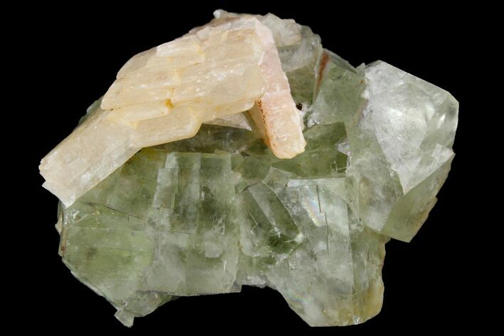 Light-Green, Cubic Fluorite Crystal Cluster with Barite - Morocco #138243
